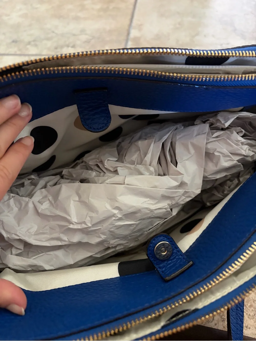 kate spade cobalt blue pebbled leather satchel